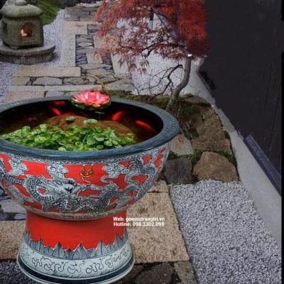 thống vẽ tay khắc nổi rồng vờn mây, hàng thủ công cao cấp